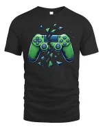 Broken Game Controller Rage Mode Graphic Tee Shirt Style - black t-shirt on white background
