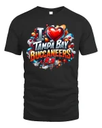 I Love Tampa Bay Buccaneers Bold Fan Pride Graphic Tee Shirt - black t-shirt on white background