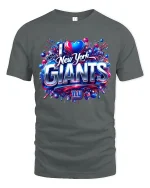 I Love New York Giants Bold Fan Pride Graphic Tee Shirt - gray t-shirt on white background