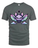 Cute Pastel Bat Kawaii Fantasy Art Graphic Tee Shirt - gray t-shirt on white background