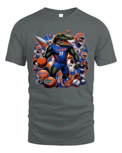 Fierce Florida Gator Football Power Graphic Tee Shirt Art - gray t-shirt on white background