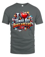 I Love Tampa Bay Buccaneers Bold Fan Pride Graphic Tee Shirt - gray t-shirt on white background