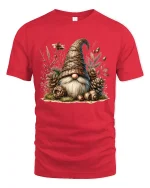 Woodland Gnome Nature Cottagecore Art Graphic Tee Shirt - red t-shirt on white background