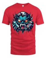 Cyberpunk Monster Graffiti Street Art Graphic Tee Shirt - red t-shirt on white background
