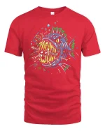 Savage Deep Sea Monster Skull Graphic Tee Shirt - red t-shirt on white background