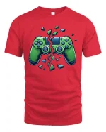 Broken Game Controller Rage Mode Graphic Tee Shirt Style - red t-shirt on white background
