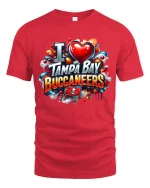 I Love Tampa Bay Buccaneers Bold Fan Pride Graphic Tee Shirt - red t-shirt on white background