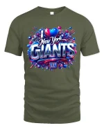 I Love New York Giants Bold Fan Pride Graphic Tee Shirt - military green t-shirt on white background