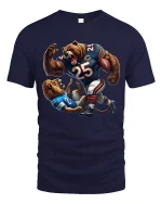 Savage Bear vs Lion Football Battle Graphic Tee Shirt - navy t-shirt on white background