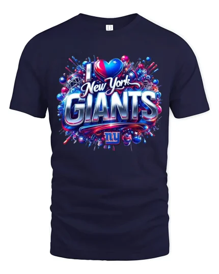 I Love New York Giants Bold Fan Pride Graphic Tee Shirt - navy t-shirt on white background