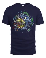 Savage Deep Sea Monster Skull Graphic Tee Shirt - navy t-shirt on white background