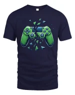 Broken Game Controller Rage Mode Graphic Tee Shirt Style - navy t-shirt on white background
