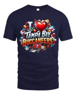 I Love Tampa Bay Buccaneers Bold Fan Pride Graphic Tee Shirt - navy t-shirt on white background