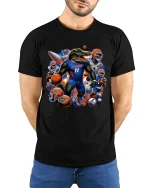 Fierce Florida Gator Football Power Graphic Tee Shirt Art - model wearing black tee with hands behind back