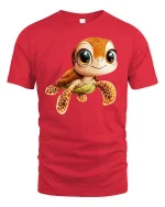 Cute Baby Sea Turtle Graphic Tee With Smiling Ocean Charm - red t-shirt on white background