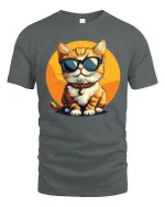 Cool Cat Tee Stylish Sunglasses Cat Illustration With Chill Vibes - gray t-shirt on white background