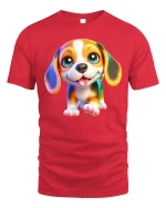 Cute Puppy Tee Adorable Smiling Dog Illustration With Big Eyes - red t-shirt on white background