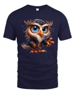 Cool Rebel Owl Tee Funny Cute Bird With Bandana And Leather Style - navy t-shirt on white background