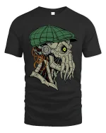 Cyberpunk Cthulhu Detective Art Tee Dark Sci Fi Horror Style - black t-shirt on white background