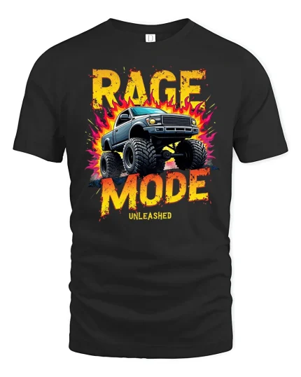 Rage Mode Monster Truck Tee Off Road Power Graphic Style - black t-shirt on white background