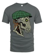 Cyberpunk Cthulhu Detective Art Tee Dark Sci Fi Horror Style - gray t-shirt on white background