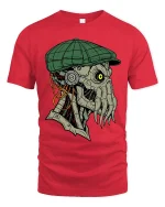 Cyberpunk Cthulhu Detective Art Tee Dark Sci Fi Horror Style - red t-shirt on white background