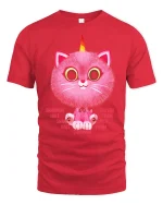 Cute Pink Caticorn Cartoon Tee Fun Fantasy Graphic Style - red t-shirt on white background
