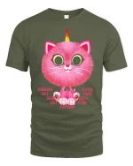 Cute Pink Caticorn Cartoon Tee Fun Fantasy Graphic Style - military green t-shirt on white background