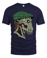 Cyberpunk Cthulhu Detective Art Tee Dark Sci Fi Horror Style - navy t-shirt on white background