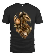 Majestic Hawk Warrior Graphic Tee Ancient Mythic Art Style - black t-shirt on white background