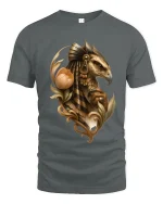 Majestic Hawk Warrior Graphic Tee Ancient Mythic Art Style - gray t-shirt on white background