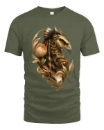 Majestic Hawk Warrior Graphic Tee Ancient Mythic Art Style - military green t-shirt on white background