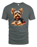 Cute Yorkshire Terrier Puppy Graphic T Shirt Adorable Dog Art Tee - gray t-shirt on white background