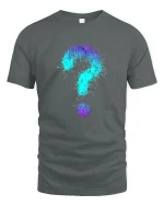 Colorful Question Mark Splash Art Graphic T Shirt Creative Tee - gray t-shirt on white background