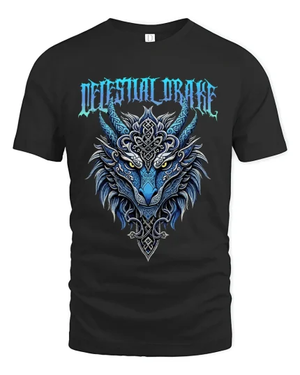 Deathly Urge Wolf Graphic Tee With Nordic Dark Fantasy Art - black t-shirt on white background