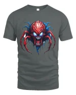 Infernal Spider Demon Graphic Tee With Savage Horror Art - gray t-shirt on white background