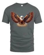 Majestic Bald Eagle Wings Spread Freedom Spirit Graphic Tee - gray t-shirt on white background