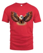 Majestic Bald Eagle Wings Spread Freedom Spirit Graphic Tee - red t-shirt on white background