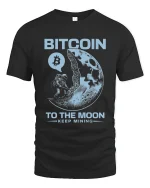Bitcoin To The Moon Keep Mining Graphic Tshirt Crypto Space Tee - black t-shirt on white background