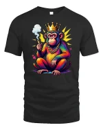 King Monkey Street Style Graphic Tshirt Funny Royal Art Tee - black t-shirt on white background