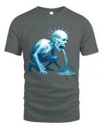 Frozen Screaming Creature Graphic Tshirt Dark Horror Art Tee - gray t-shirt on white background