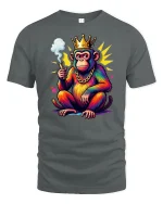 King Monkey Street Style Graphic Tshirt Funny Royal Art Tee - gray t-shirt on white background