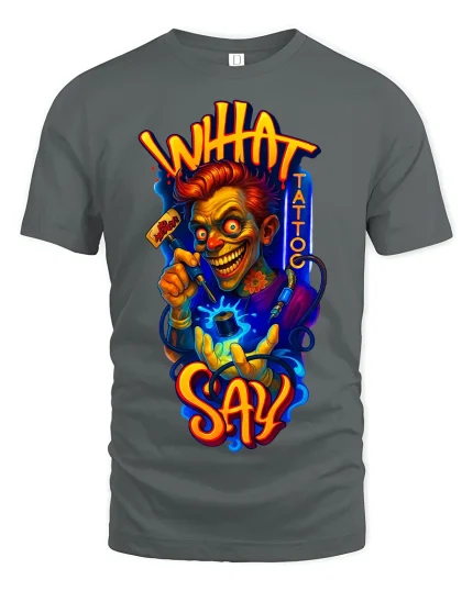 Inhat Tattoo Say Crazy Artist Graphic Tshirt Bold Street Art Tee - gray t-shirt on white background