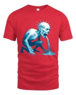 Frozen Screaming Creature Graphic Tshirt Dark Horror Art Tee - red t-shirt on white background