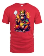 King Monkey Street Style Graphic Tshirt Funny Royal Art Tee - red t-shirt on white background