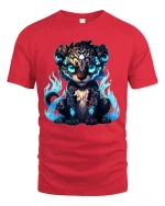 Mystic Flame Leopard Cub Graphic Tshirt Glowing Fantasy Art Tee - red t-shirt on white background