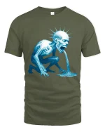 Frozen Screaming Creature Graphic Tshirt Dark Horror Art Tee - military green t-shirt on white background