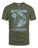 Bitcoin To The Moon Keep Mining Graphic Tshirt Crypto Space Tee - military green t-shirt on white background