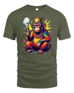 King Monkey Street Style Graphic Tshirt Funny Royal Art Tee - military green t-shirt on white background