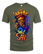 Inhat Tattoo Say Crazy Artist Graphic Tshirt Bold Street Art Tee - military green t-shirt on white background